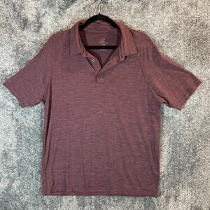 Woolx Polo Shirt Mens Large Burgundy Merino Wool Golf Performance Lightweight